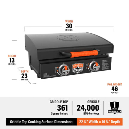 Blackstone 1968 On The Go Tabletop Griddle with Hood - 22"