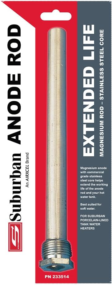 Suburban MFG Magnesium Anode Rod for Water Heaters, Extends the Life of Your Hot Water Tank, Easy Install (233514)