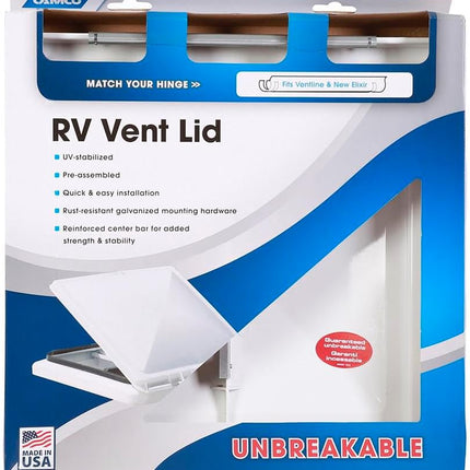 Camco RV Vent Lid | Features an Impact-Resilient Unbreakable Polycarbonate Construction, Comes Pre-Assembled, and Easy to Install (40168)